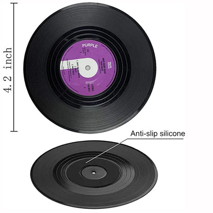 Vinyl Disk Coasters With Holder